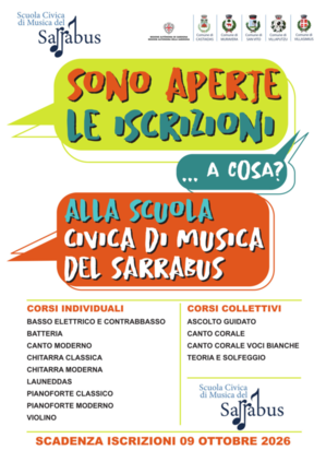 SCUOLA CIVICA DI MUSICA DEL SARRABUS - ISCRIZIONI PER L'ANNO SCOLASTICO 2026/2027